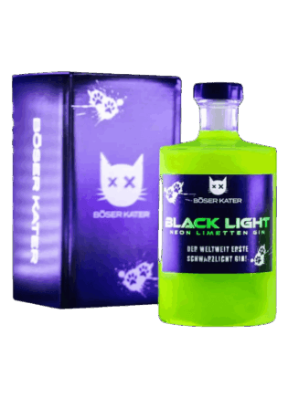 Böser Kater Blacklight Neon Gin mit natürlichem Schwarzlicht-Effekt & Limetten 0,5l 40% Vol.