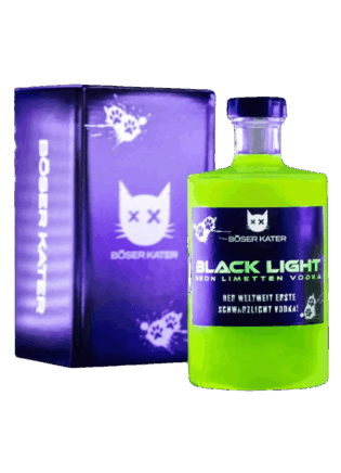 Böser Kater Blacklight Neon Vodka mit natürlichem Schwarzlicht-Effekt & Limetten 0,5l 40% Vol.